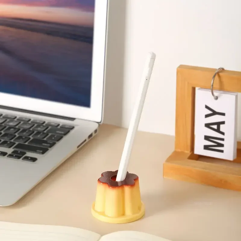 1pc Cute Pen Holder Student Cute Cartoon Creative Desktop Ornament Pudding Jelly Shape Pen Hole Pencil Slot Pencil Storage Stand