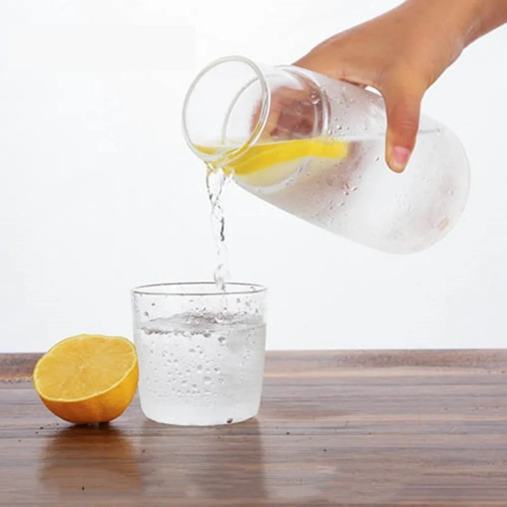 Transparent Cool Water Pitcher 850ml with Lid Clear Glass Water Kettle Thickened Heat Resistant Beverage Container Dormitory