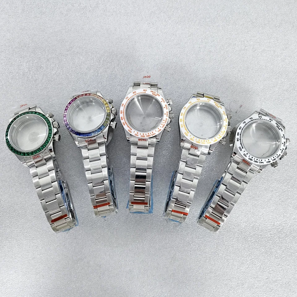 حافظة ساعة من الفولاذ المقاوم للصدأ 39 ملم + حزام مناسب لملحقات ساعة VK63 المعدلة لحركة الكوارتز VK63