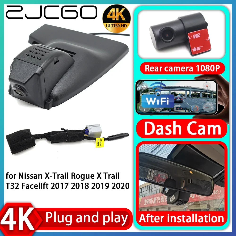 

ZJCGO UHD 4K 2160P Plug and Play DVR Dash Cam Video Recorder For Nissan X-Trail Rogue X Trail T32 Facelift 2017 2018 2019 2020