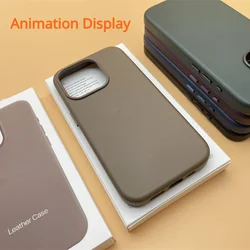 With Animation Magnetic Macsafe Leather Phone Case for Magsafe iPhone 15 Pro Max 15 Plus 15Pro 15Promax i15 Mac Safe Back Cover