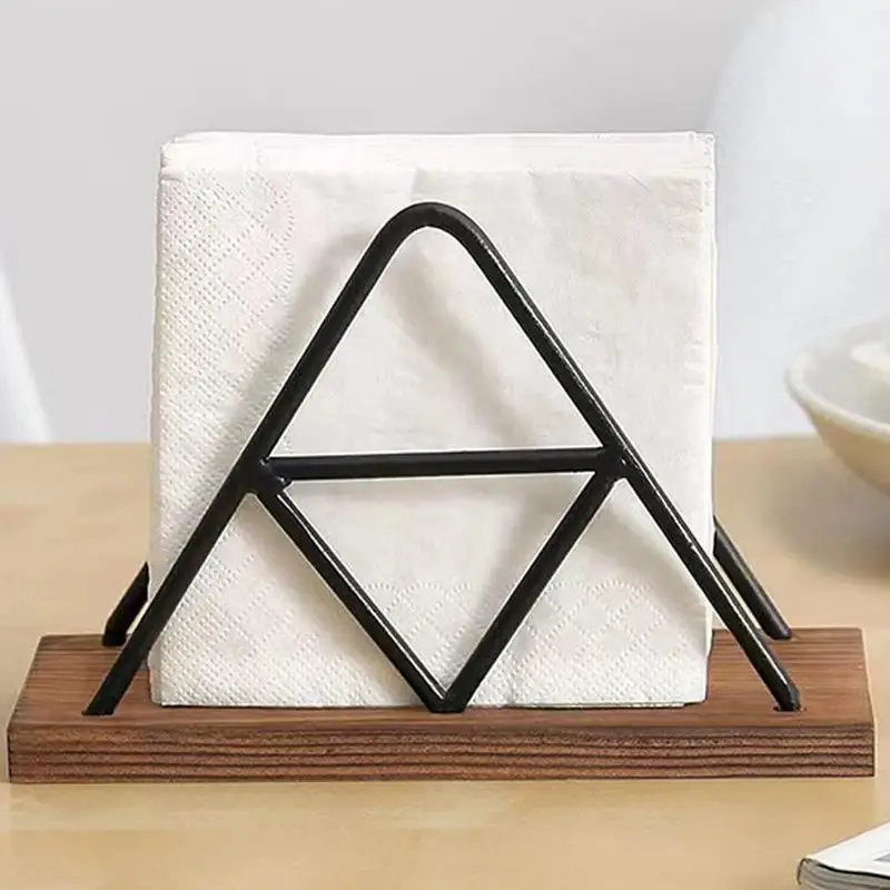 Wooden Napkin Holders For Kitchen Wooden Iron Standing Napkin Dispenser Table Napkin Holder Freestanding Elegant Paper Holder