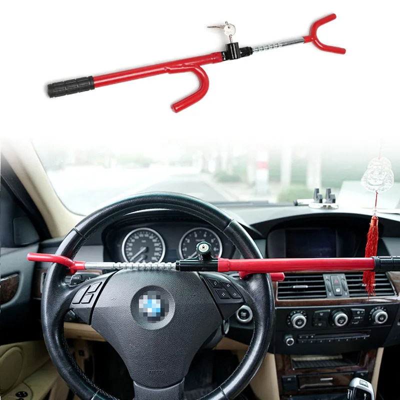 Car steering wheel U shaped anti theft lock universal harpoon adjustable car hook lock