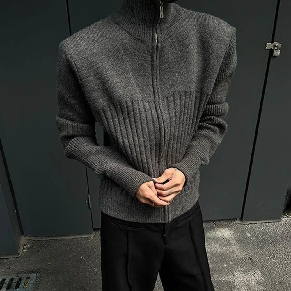 

Autumn New Men's Zipper Cardigan Sweater American Retro Fashion Trend Street Simple Casual Loose Breathable Men's Tops 2025