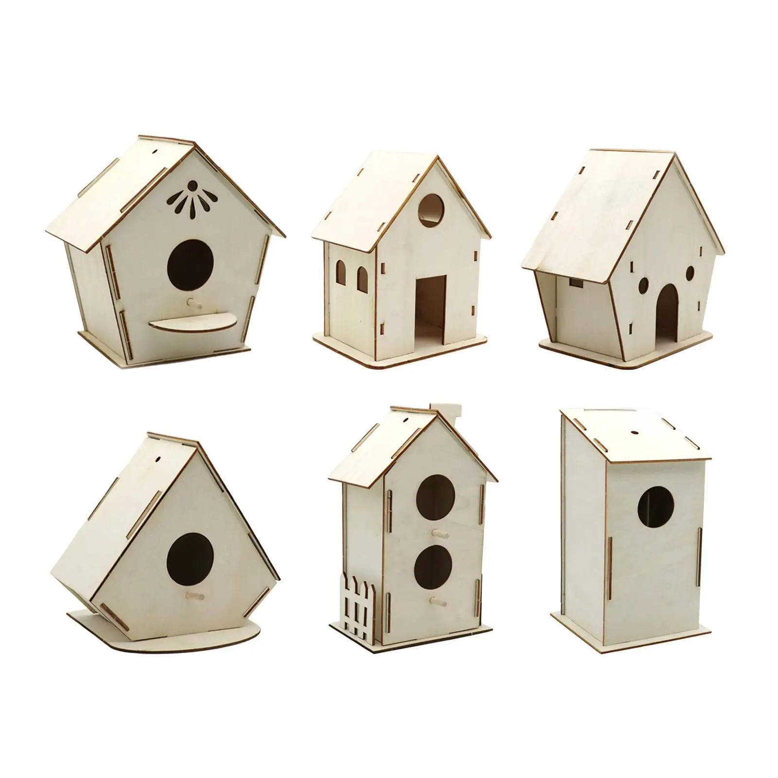 DIY Wood Bird Nest Birdhouse Handmade Bird Nesting Box Unassembled Bird Cage for Parakeet Bluebird Indoor Outdoor Sturdy