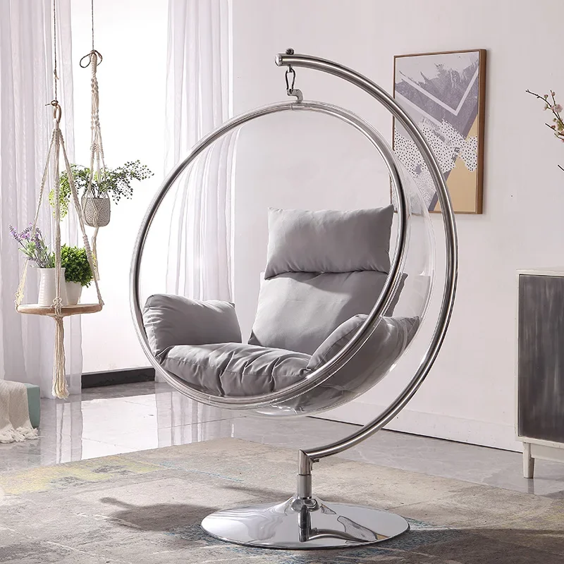 Nordic style Internet celebrity glass ball transparent bubble chair hemisphere hanging chair space chair acrylic hanging basket