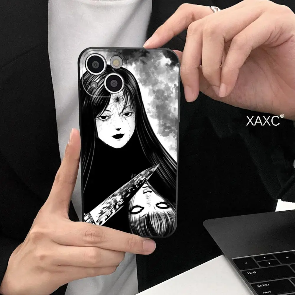 Horror Comic Junji Ito Tomie Tees Phone Case for Iphone 15 14 12 11 13 Pro Max Mini X XR XS 7 8 Max SE 2020 Soft Dark Skeleton P