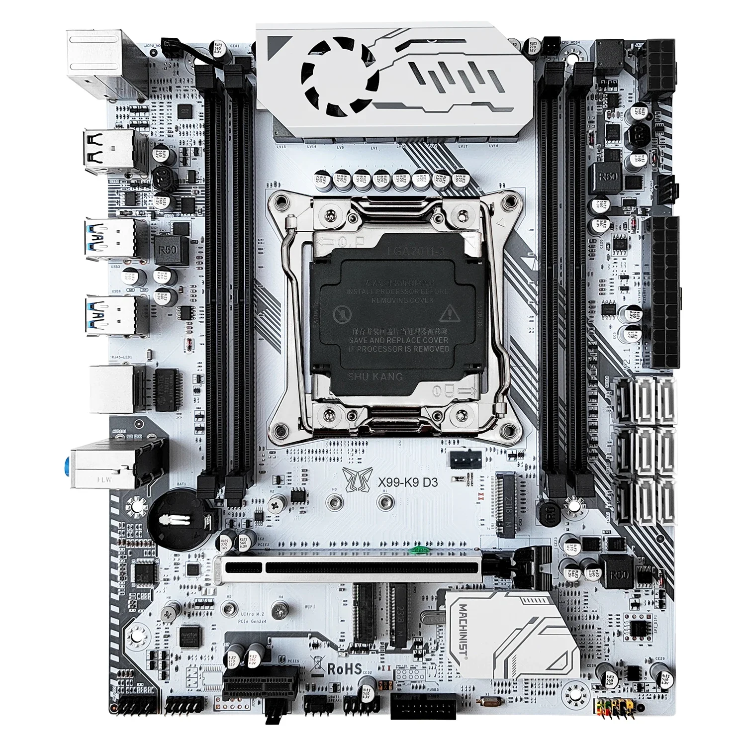 Imagem -03 - Placa-mãe d3 Lga 2113 Suporta e5 2666 v3 2696v3 Processador Cpu Xeon Memória Ddr3 Wifi Nvme M.2 Quatro Canais Machinist-x99 k9