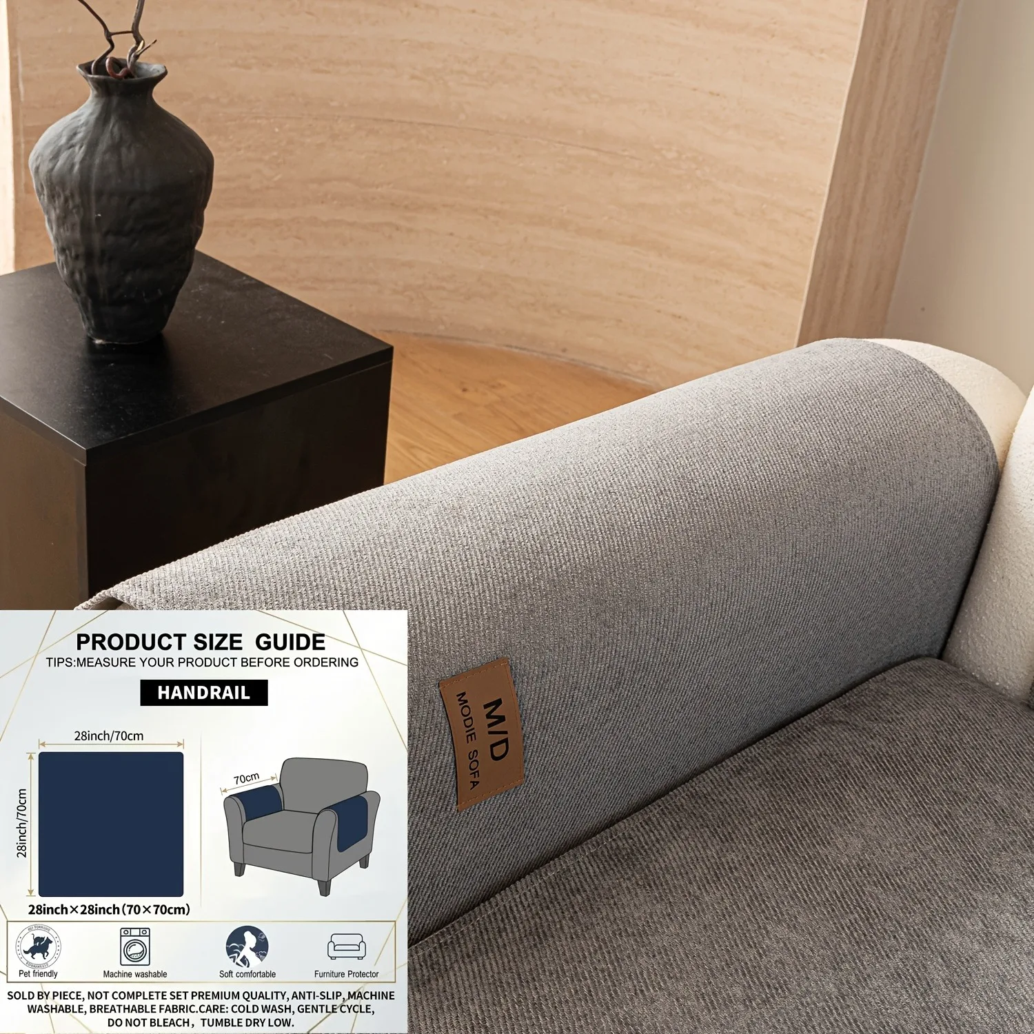 Garngefärbter Twill-Chenille-Sofabezug mit PU-Etikett, Universeller Rutschfester Haustierfreundlicher Couch-Sitzbezug Sofatuch für Alle Jahreszeiten – Detail 9