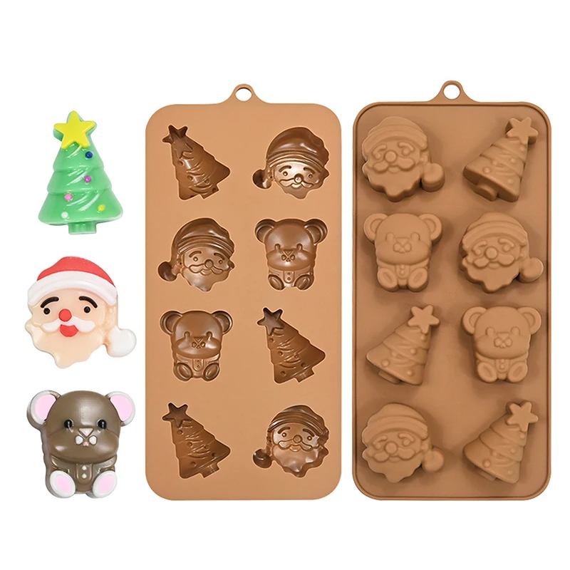 Sweety ferramentas de cozimento árvore de natal urso papai noel design moldes de chocolate moldes de doces de silicone sobremesa assadeira