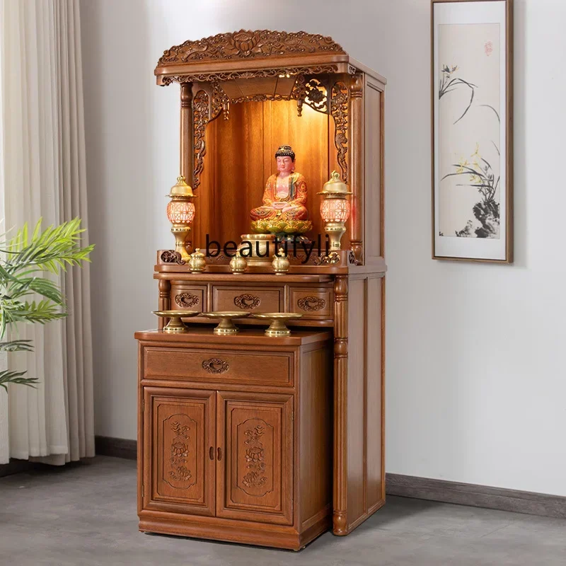 

Buddhist shrine new Chinese vertical cabinet shrine table modern household light luxury living room altar solid wood