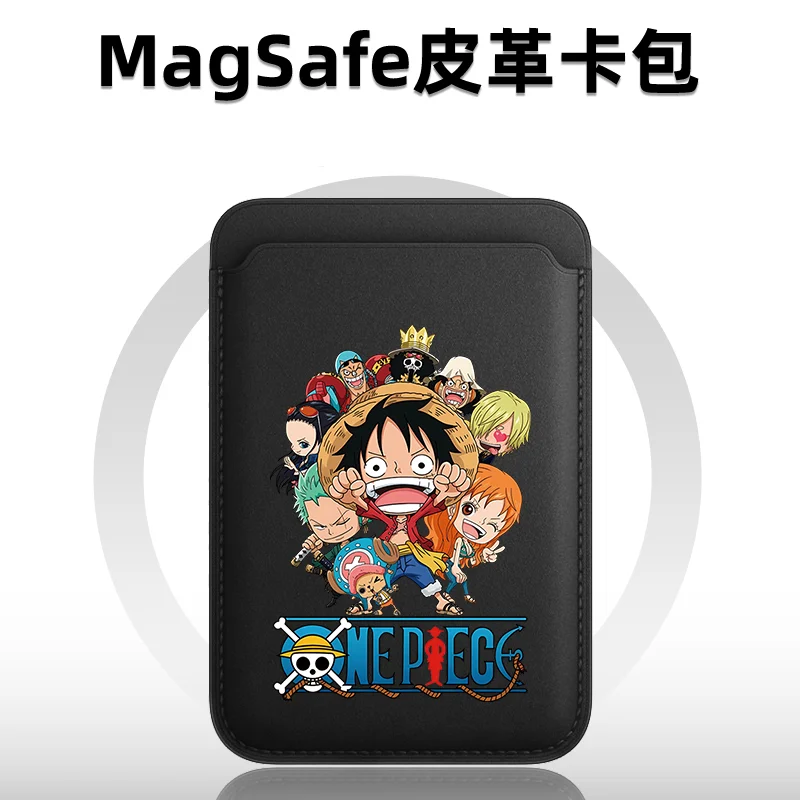 

Cute cartoon O-One P-Piece Luffy Magsafe Wallet Case Leather Magnetic Card Case For iPhone 13 15 16 14 Pro Max Magnetic Cover