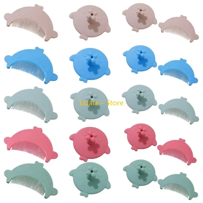 

Y4QA Silicone Massage Shampoo Brush Baby Bath Cradle Caps Brush Comb Scrubber Brush Universal for Newborns Baby Essential