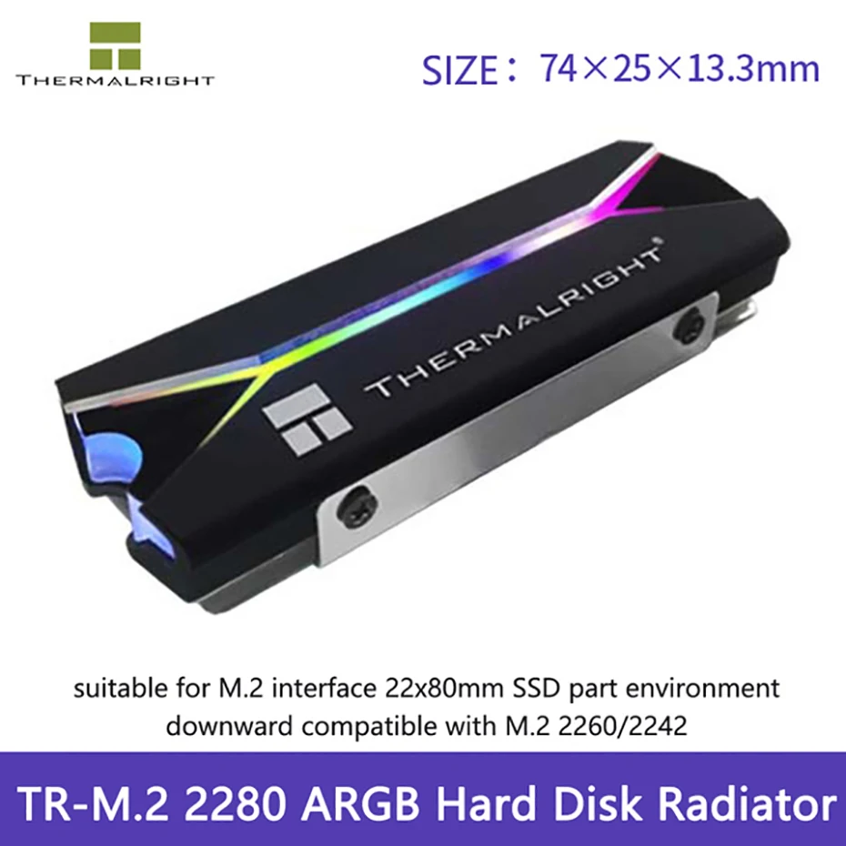 Thermalright M.2 2280 PRO ARGB Aluminum Alloy SSD Solid-state Hard Drive Disk Cooling For M2 heatsink 22*80mm Cooler Radiator