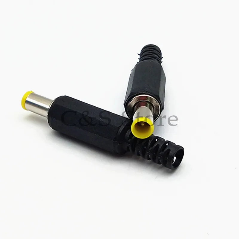 5pcs 6.5mm x 4.4mm DC male Power Connector plug jack Adapter with 1.3mm Pin connector Yellow head 6.5 4.4 Male