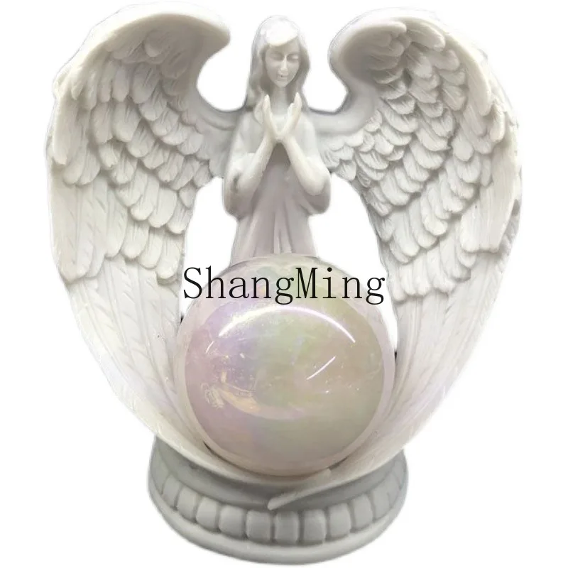 

PYH resin base holder, jewelry storage, white angel wings, wing bottom holder, handicraft storage box ornament.