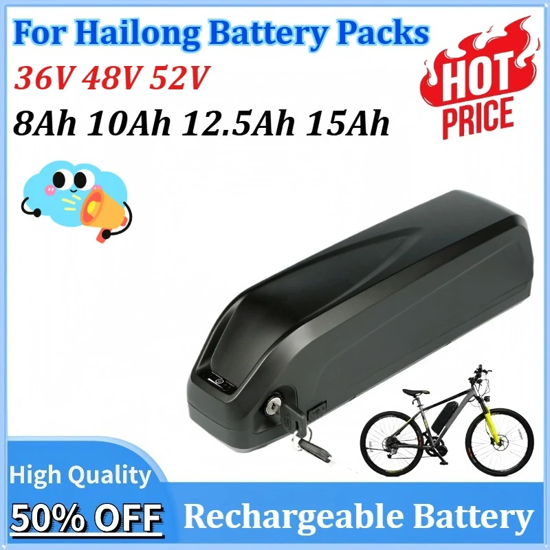 

New 18650 for Hailong Battery 36V 48V 52V 8Ah 10Ah 12.5Ah 15Ah for Bafang BBS02 BBS03 BBSHD Electric Vehicle Battery Pack