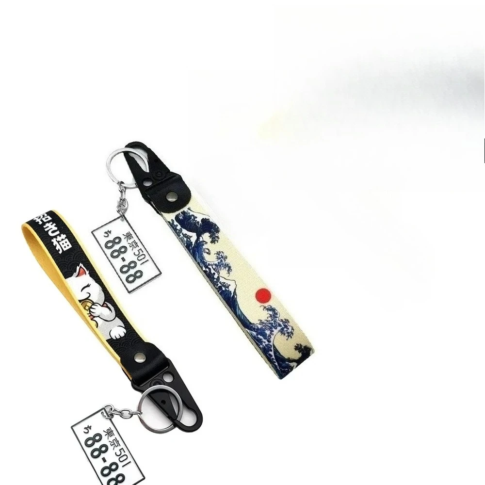 

JDM Keychain Spring Clip Key Strap Set 3D Number Car Japanese License Plate 8888 Auto Keyring Car Interior Decor Accessories
