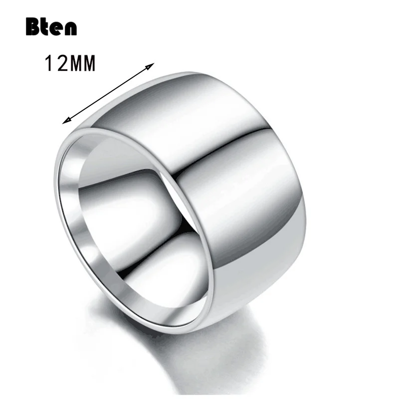 Bten Fashion Charm Jewelry Ring Men Stainless Steel Black Rings For Women Jewelry 12mm Men Rings Gold Silver Color Rings