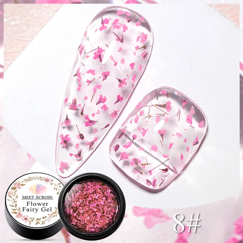 5ml Pink Floral Gel Natural Dried Flowers Gel Nail Polish Fairy Nail Gel Semi Permanent Soak Off UV Nail Art Varnish Manicure