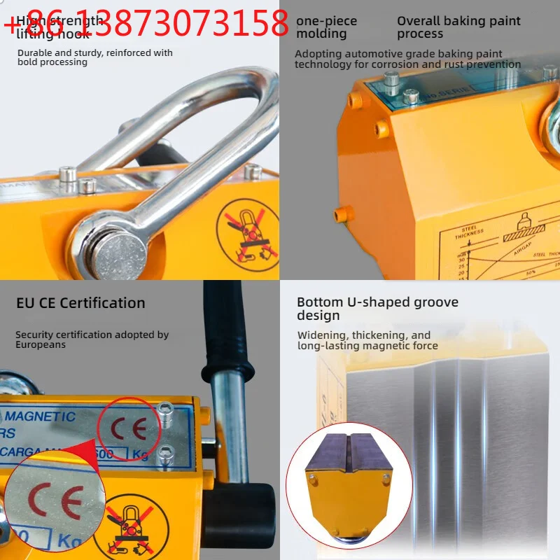 600Kg Steel Permanent Magnetic Lifter Neodymium Magnet Crane Hoist Lift Metal Suction Cup Construction Tools