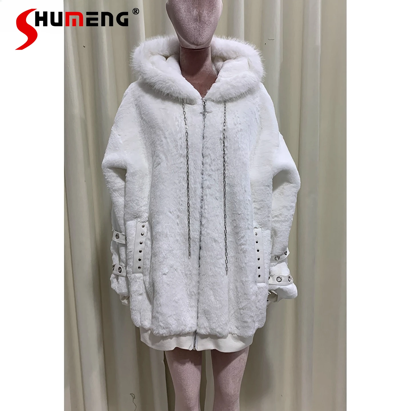 

Harajuku Subculture White Faux Fur Coats Autumn Winter Women's Loose Sweet Cool Fashion Punk Plush Jackets Student Sweatshirt