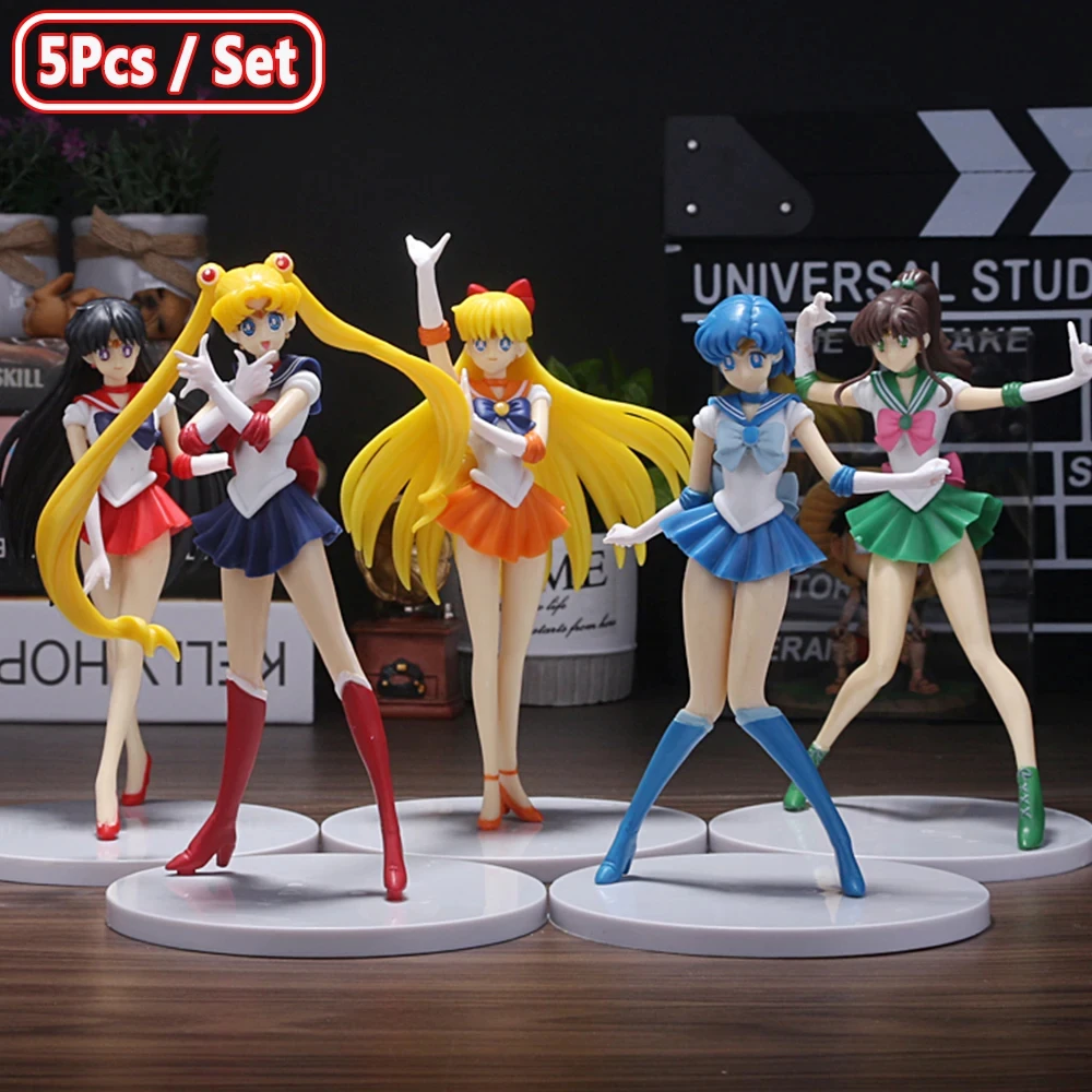 5 Stück Seemann Mond Anime Figur Mizuno Ami Tsukino Usagi Hino Rei Aino Minako Action figur Modell Kawaii Puppe Spielzeug Geschenk