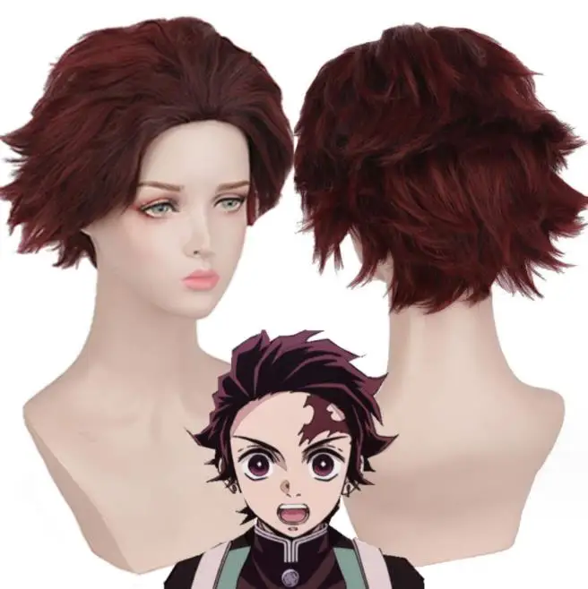 

Anime Demon Slayer Wigs Kimetsu No Yaiba Kamado Tanjirou Cosplay Wig Men Women Heat Resistant Synthetic Hair Wigs Halloween