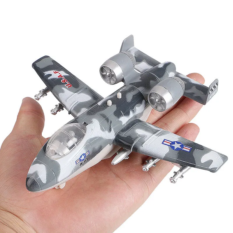 

Alloy pull back 1:100 A-10 fighter model,simulation sound and light aircraft toy,diecast alloy children's aircraft toy,Hot sale