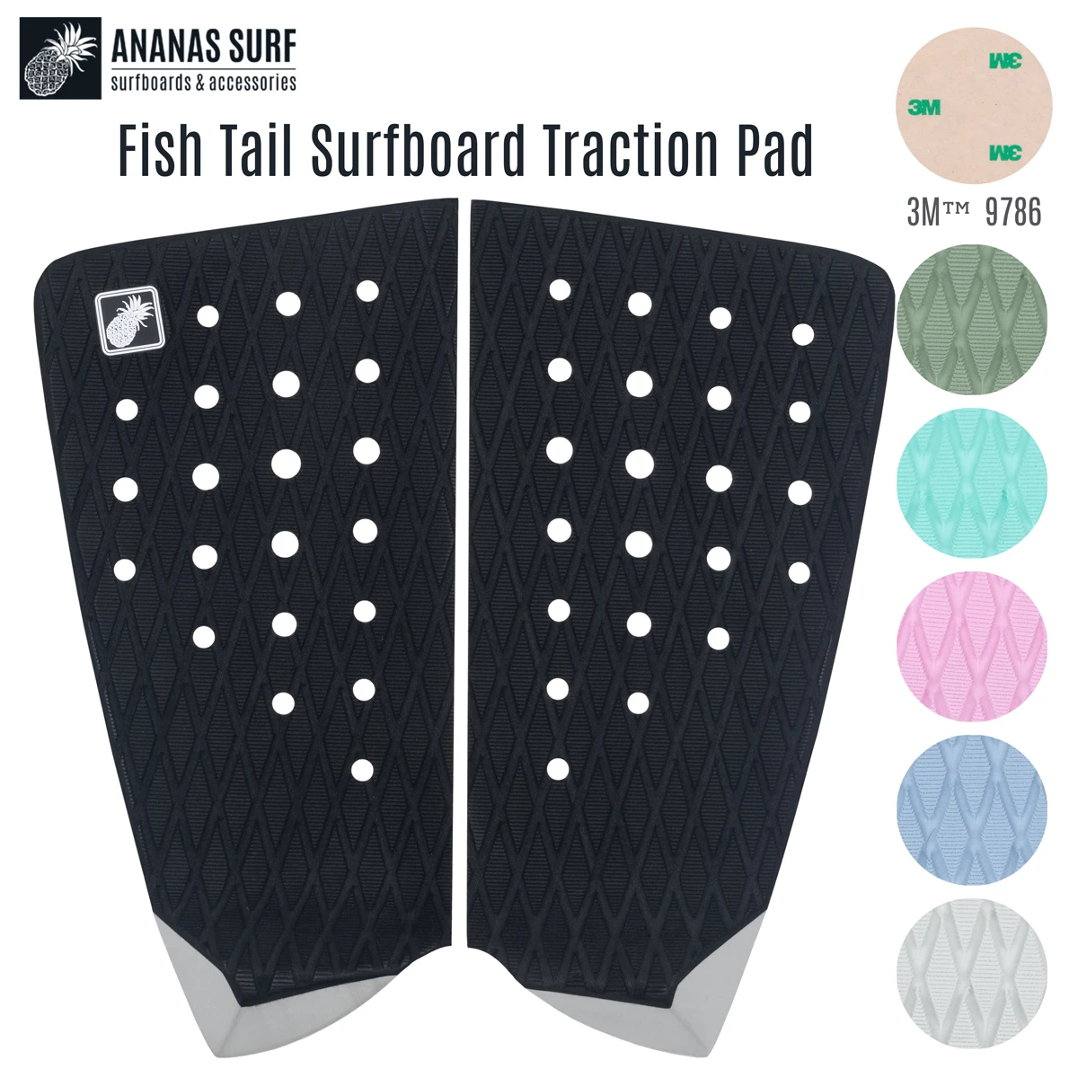 Ananas Surf Surfboard Fish Tail Pad EVA Traction Non-Slip Surfing Accessories Kitesurfboard Wakesurf Skimboard