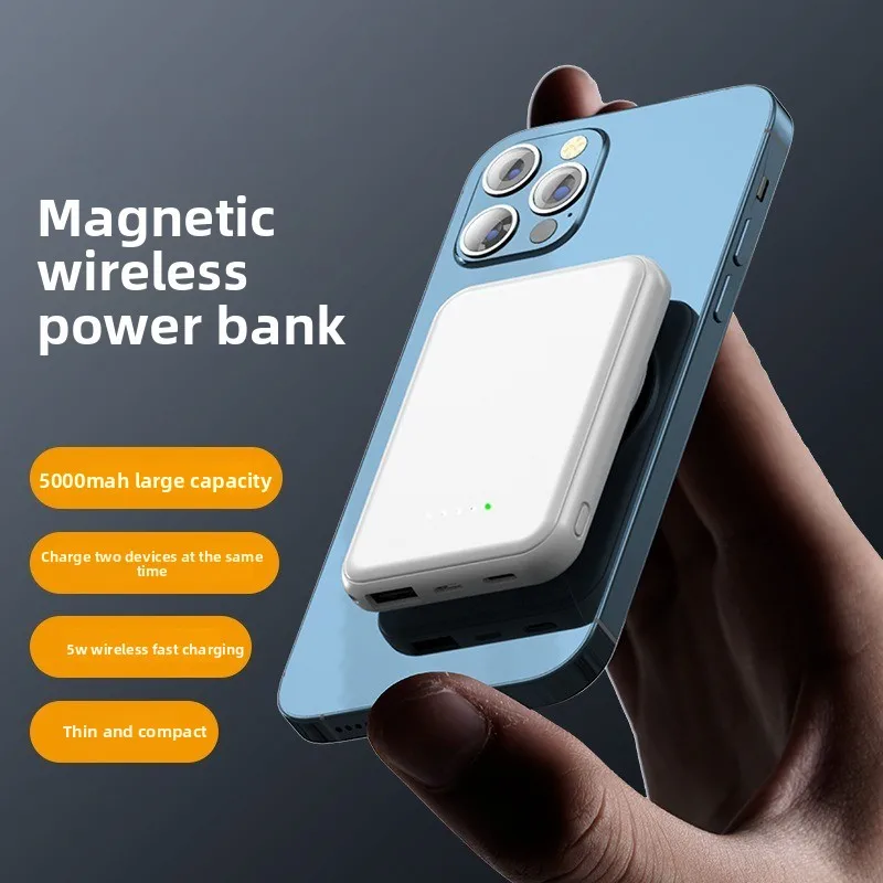 

High-quality 5000mAh Wireless Magnetic Power Bank Charger Fast Charging External Spare Battery for Apple IPhone Android Magsafes