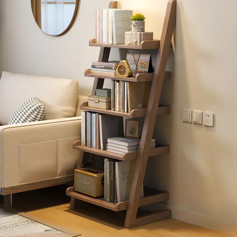 Solid wood bookshelf shelf floor-to-ceiling children's simple vertical multi-layer  household living room wall storage side