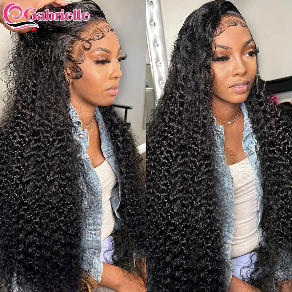 13x6 Deep Wave Frontal Wig Brazilian Lace Front Human Hair Wigs Pre-plucked Glueless Lace Frontal Wig 180% Density Gabrielle