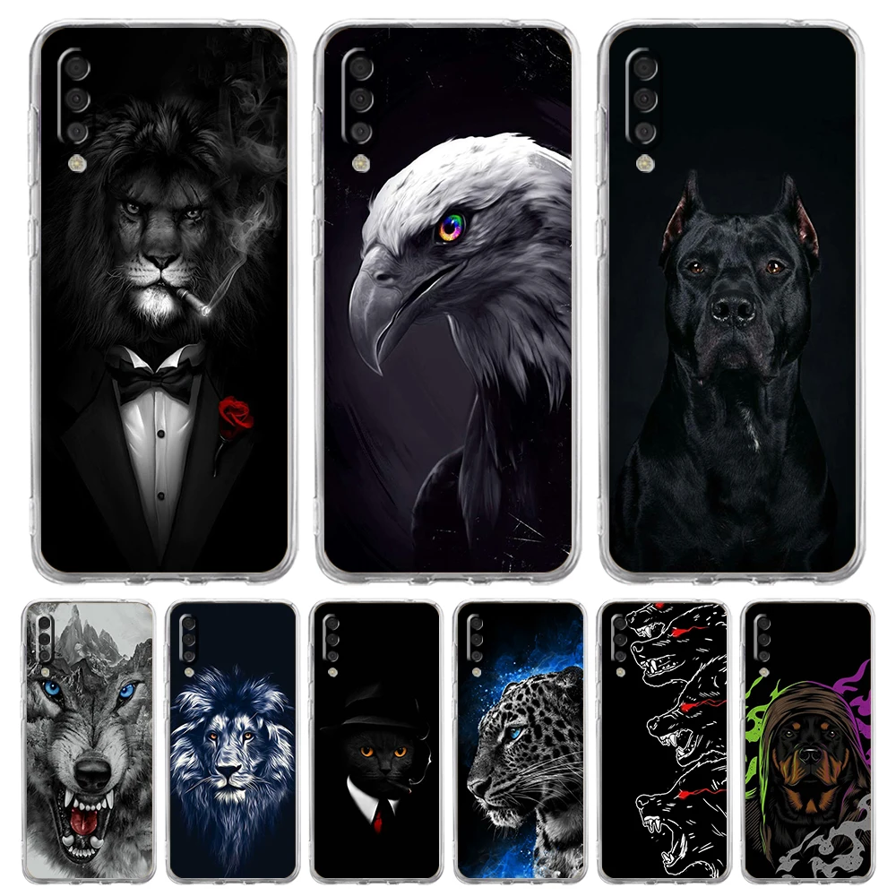 Phone Case For Samsung A56 A36 A26 A54 A52 A50 A70 A40 A12 A14 A16 A22 A24 A42 A34 A32 5G A06 Cover Lion Tiger Wolf Dog Cat wild