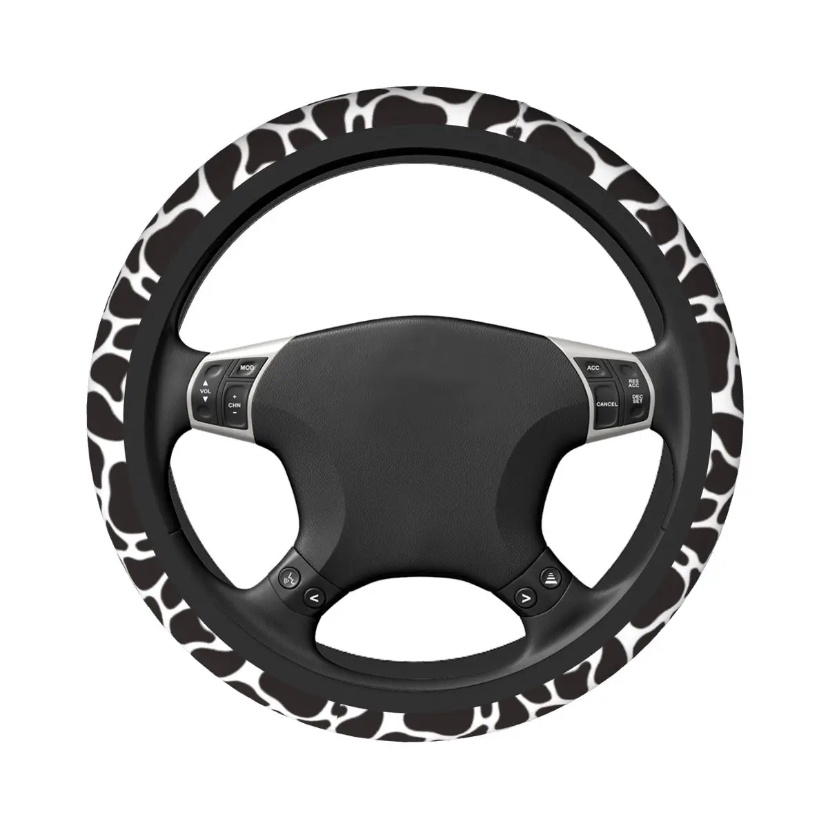 Cowhide Dalmatian Dog Animal Skin Texture Car Steering Wheel Cover 37-38  Zebra Giraffe Camouflage Auto Interior Accessories