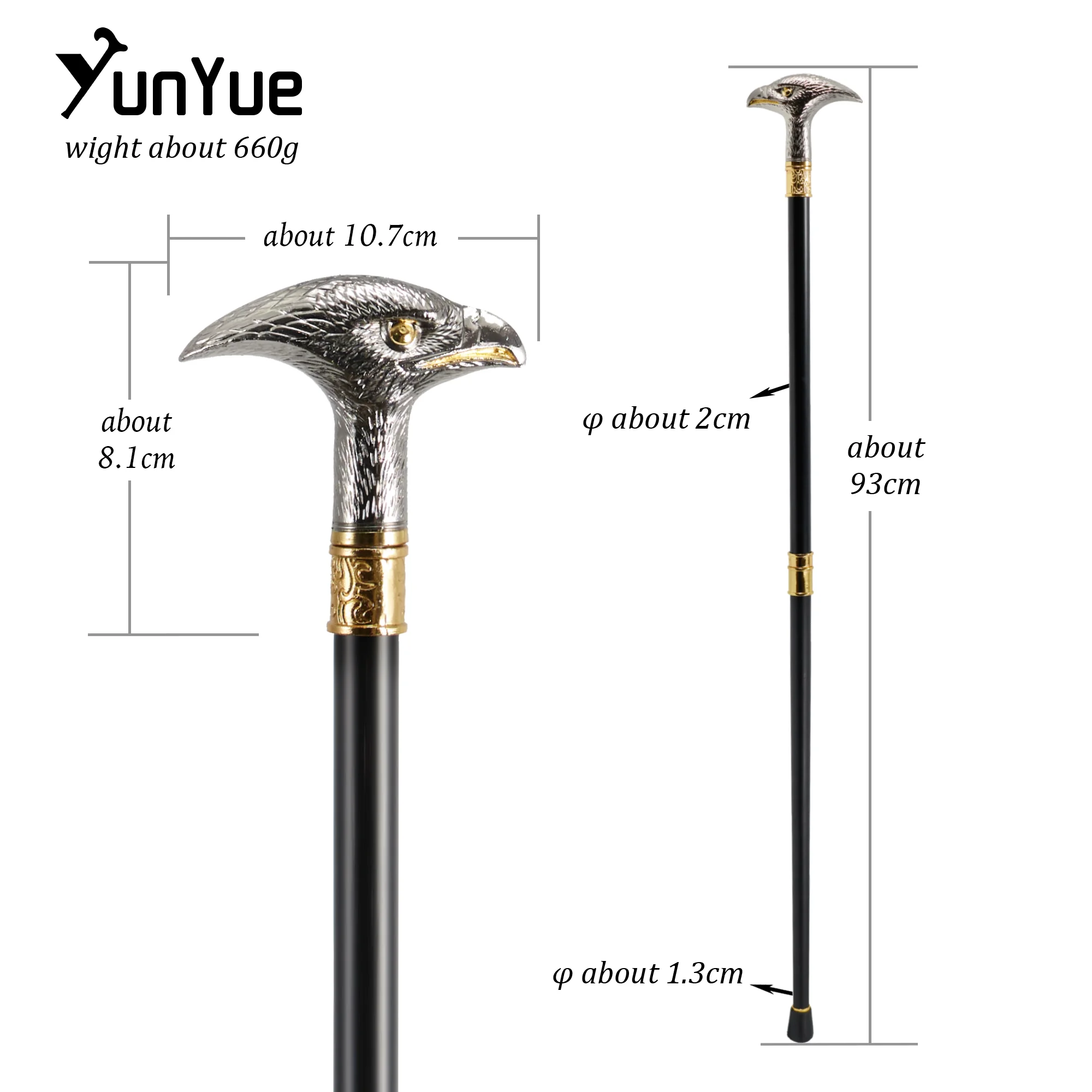 Legierung Adler Kopf Mode Gehstock Gentleman Elegante Dekorative Cane Kunst Sammlung Vintage Party Walking Film Prop Cane