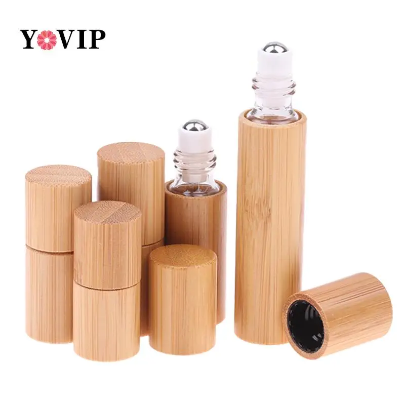 1/2/3/5/10ML Bamboo Wood Bottle Perfume Empty Oil Bottle Stainless Roll On Ball Perfume Aromatherapy Bottle Oil Roller Bottle