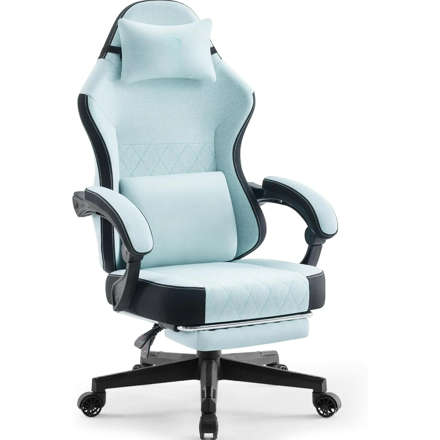 

Gaming Chair Fabric with Pocket Spring Cushion, High Back Ergonomic Computer Chair with Footrest for Adults