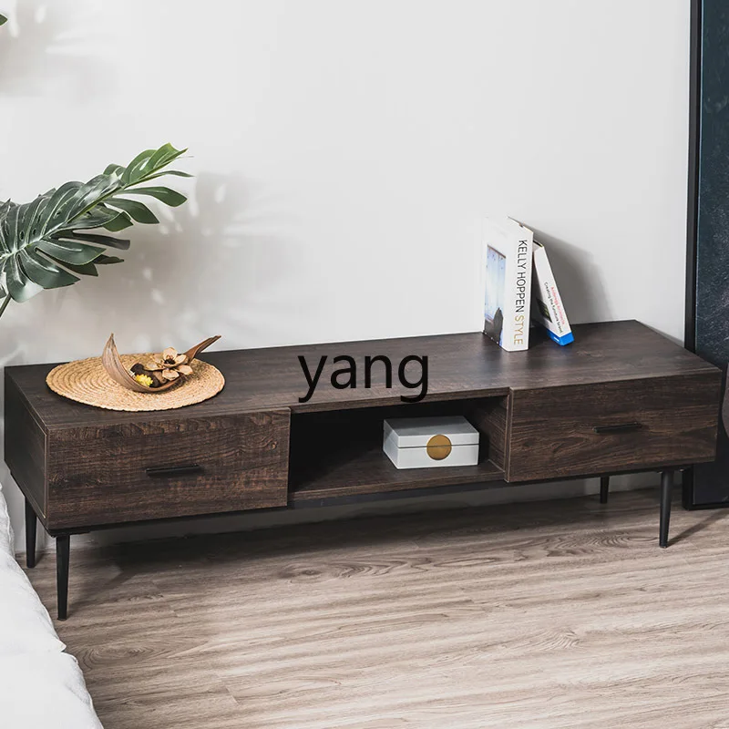 Yjq Coffee Table TV Cabinet Combination Small Apartment Living Room Simple Retro Industrial Style Drawer Locker