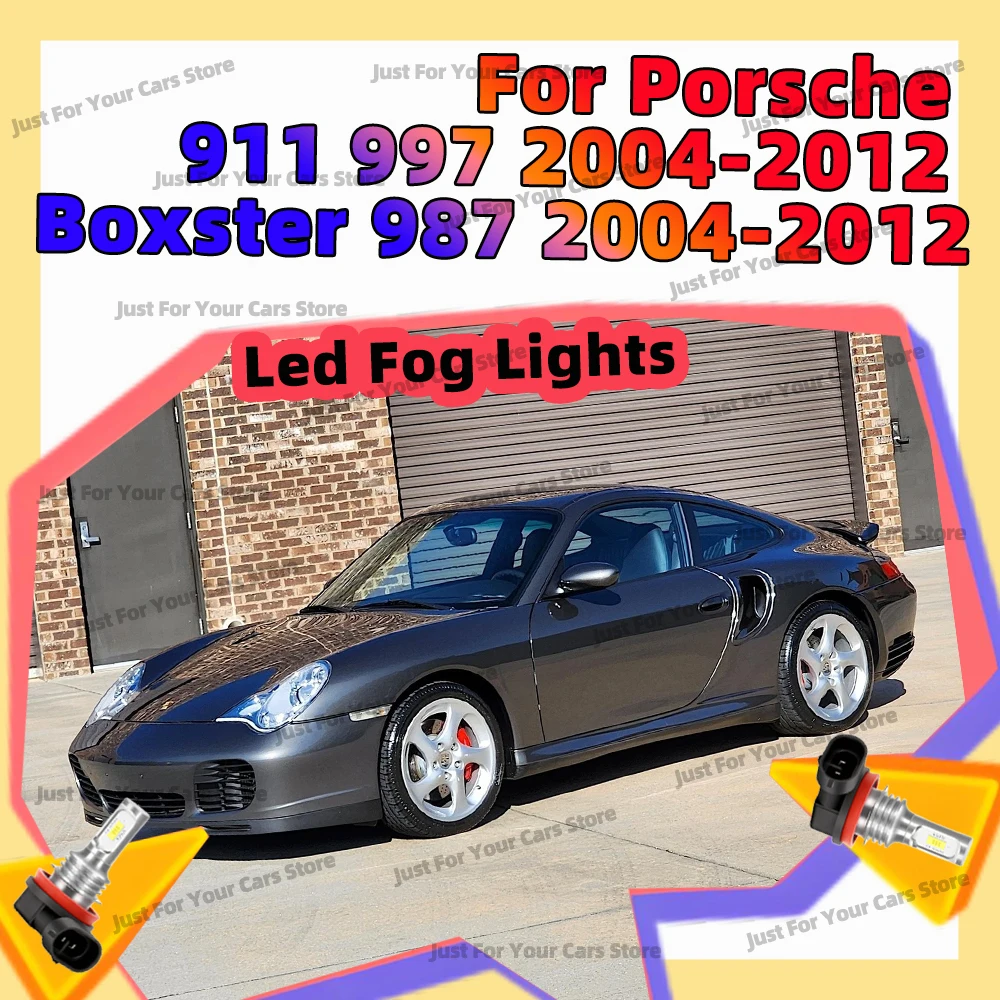 

2x LED Fog Light Bulbs For Porsche 911 997 2004-2012 Boxster 987 2004-2010 2011 2012 Bright White H8 H11 Lamps 6000K Plug-N-Play
