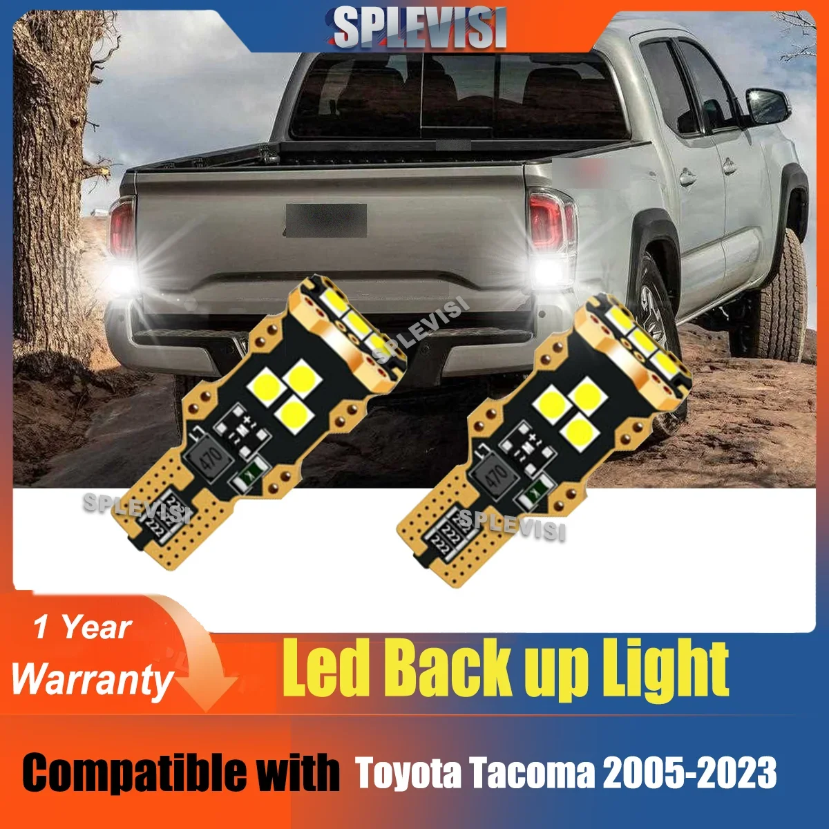 2x Reverse Backup Light T15 LED Bulb Canbus DC12V For Toyota Tacoma 2005 2006 2007 2008 2009 2010 2011 2012 2013 2014 2015 -2023