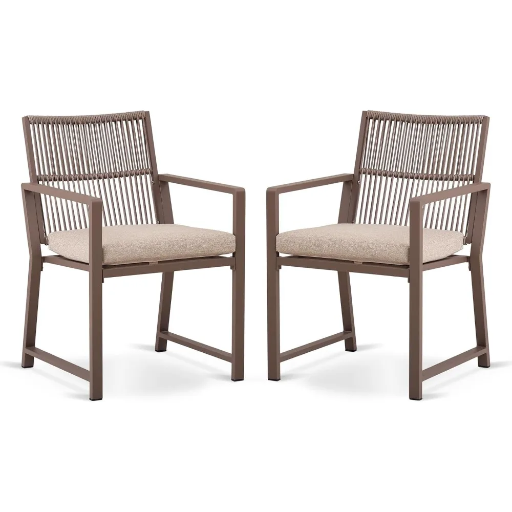 Wicker Patio Chairs - Ergonomic Backrest, Detachable Cushion, Breathable, Garden Porch, Light Brown, 2-Piece