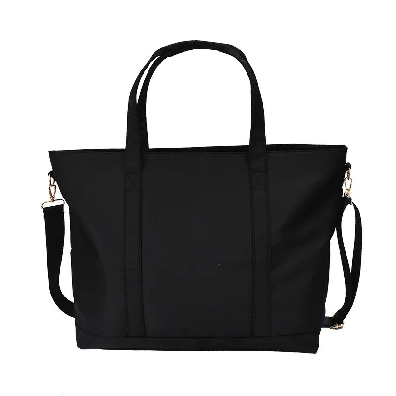 Large Capacity Solid Color Nylon Handbag Fashion Women Tote Handbag with Zipper Waterproof Travel Shopping Bag