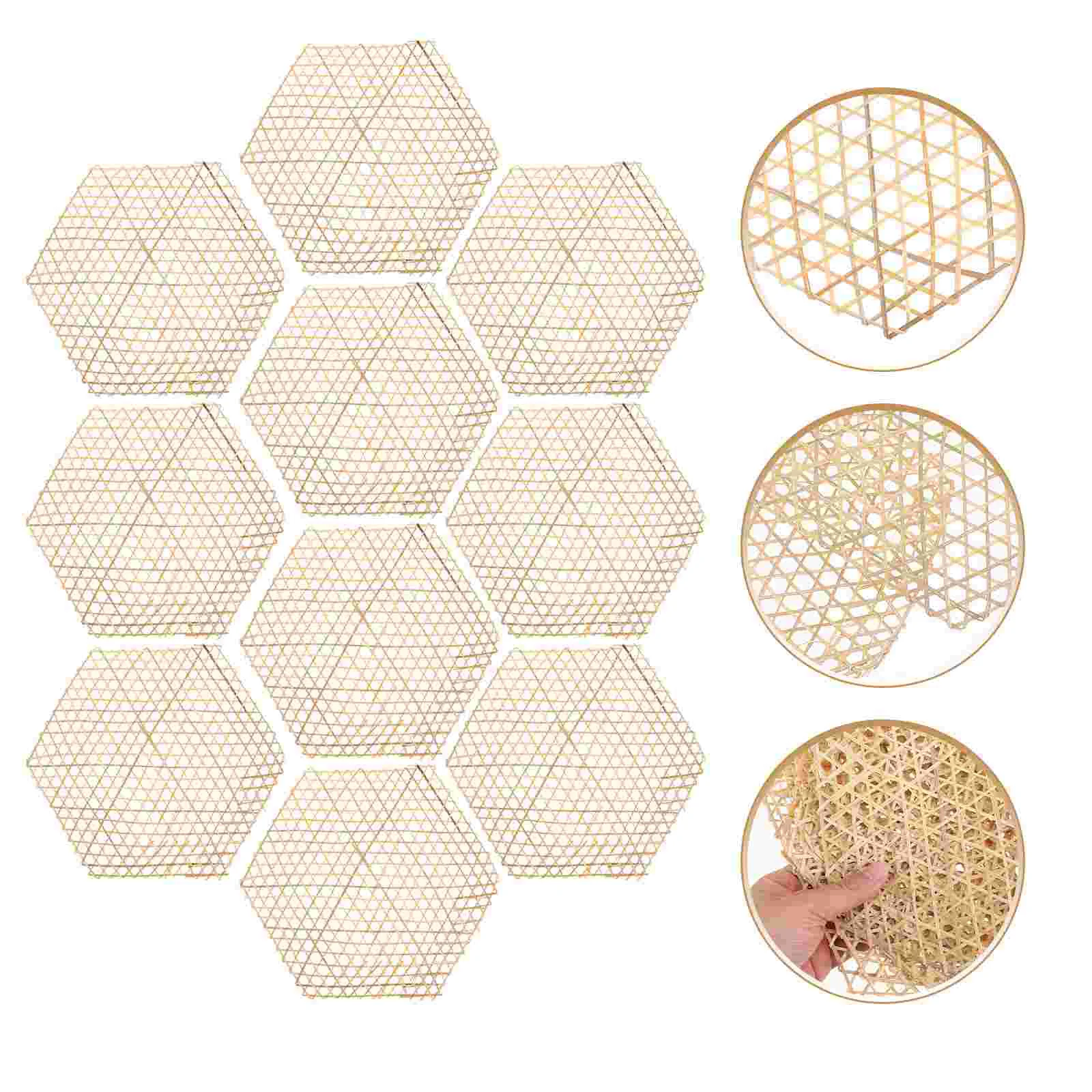 10 Pcs Bamboo Net Hanging Decoration Home Decorative Pendants Hexagonal Weaving Household Wall Ornament Creative Craft DIY