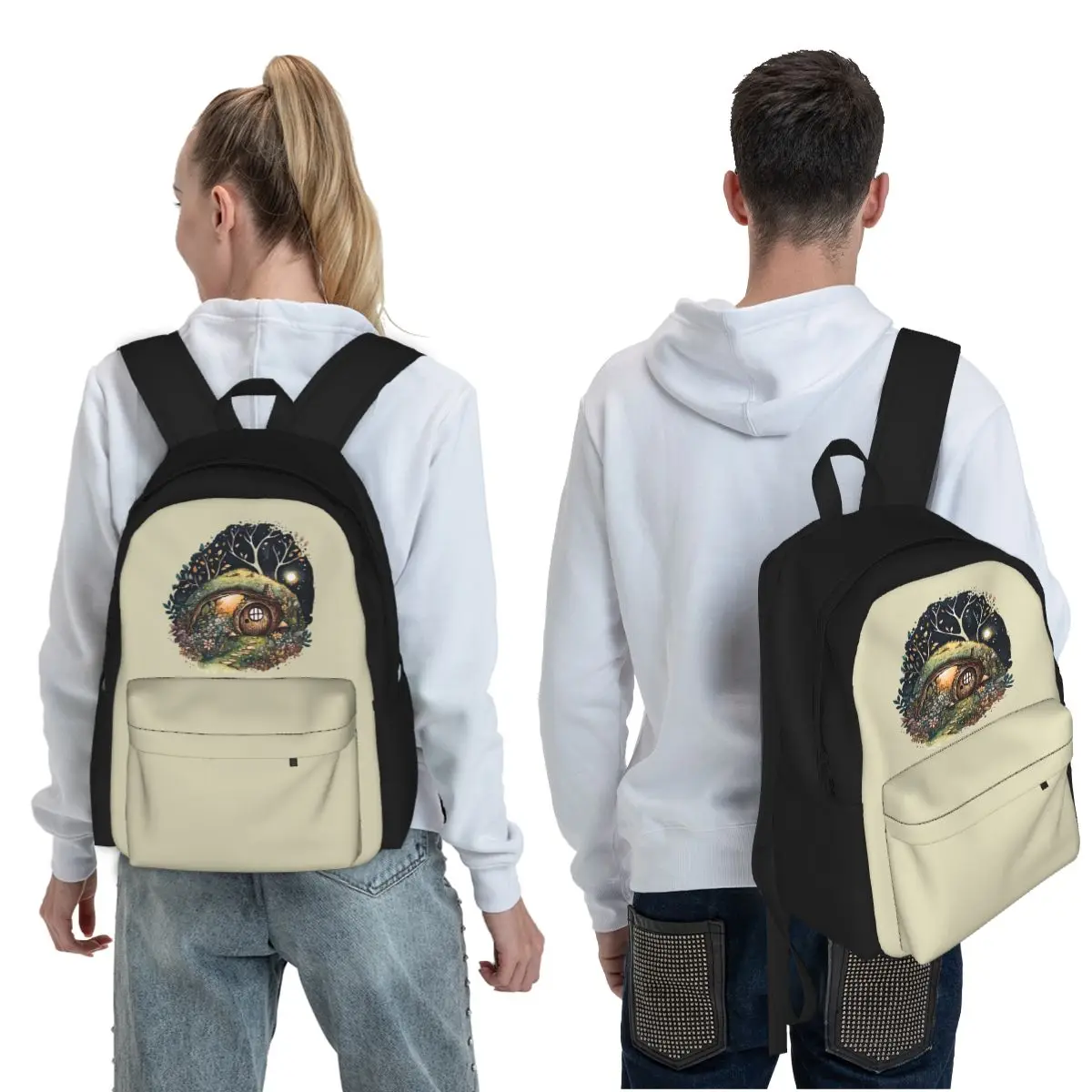 A Halfling Home - Watercolor Art Student Backpack School Bag Hiking Travel Daypack for Boys Girls Fashion Bookbag Shoulder Bags