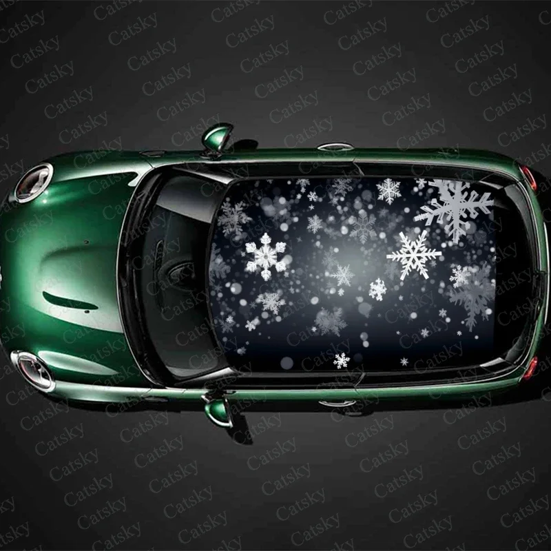 Snow Flakes Falling From The Sky Car Roof Sticker Wrap Racing SUV Accessories Packaging Painted PVC Custom Car Graphic Decal