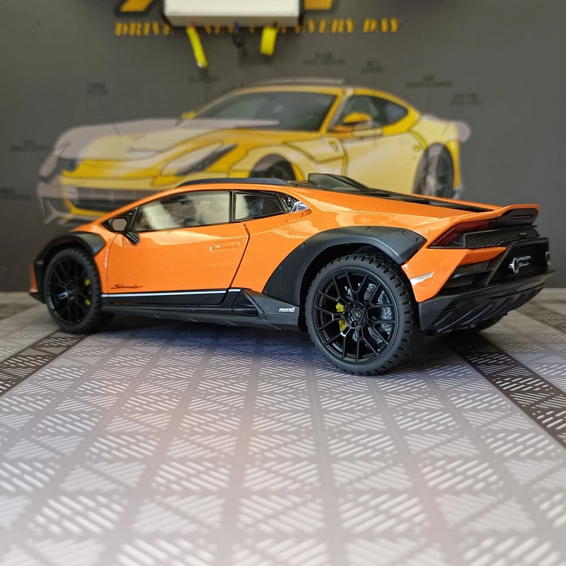 Modelo de coche de aleación Lamborghini STO de simulación 1:24, puertas y capó de motor, el maletero se puede abrir, regalos de retorno de luz y sonido
