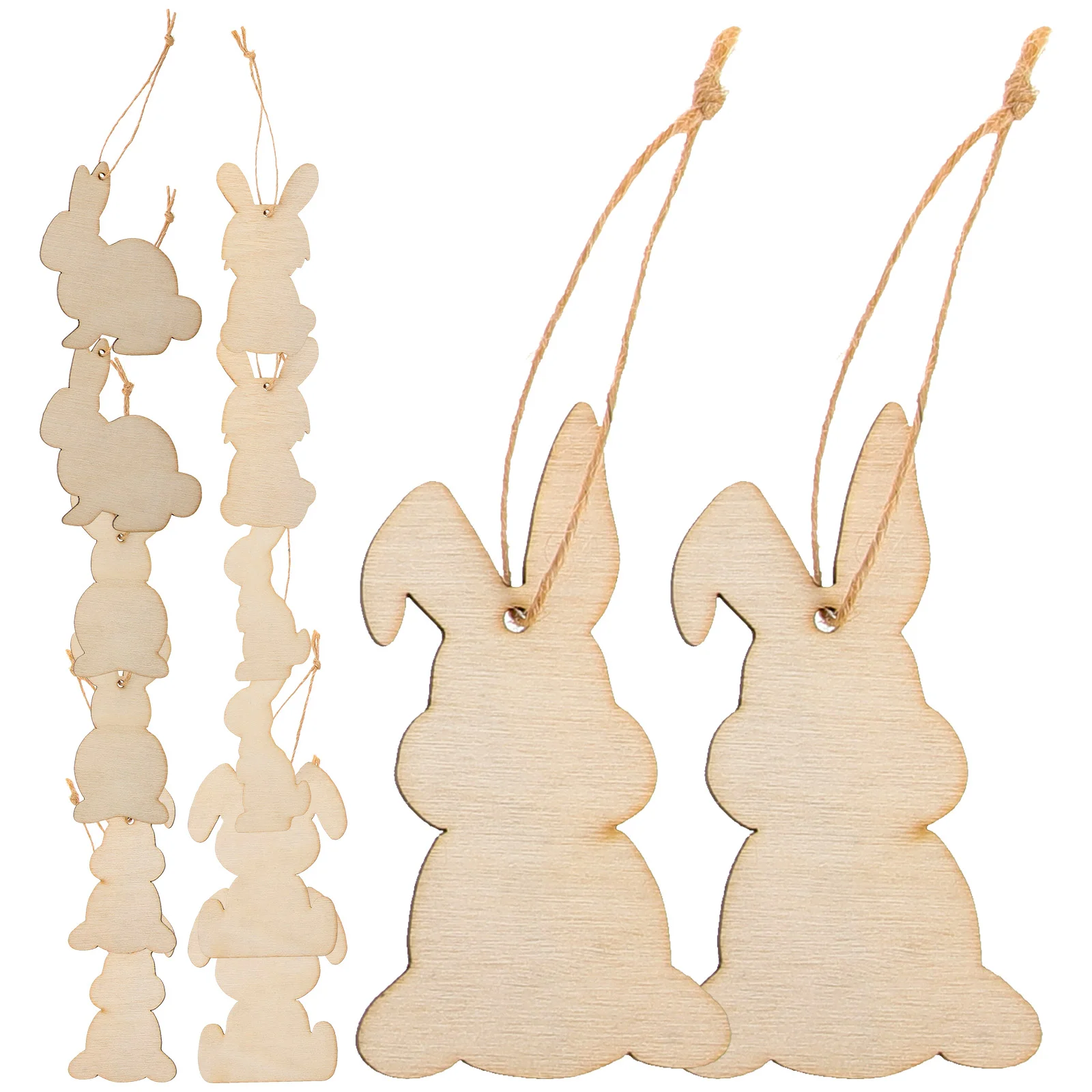 

Tumbler Accessories Wooden Rabbit Chips Decor Easter Party Bunny Rope Cutouts Unfinished