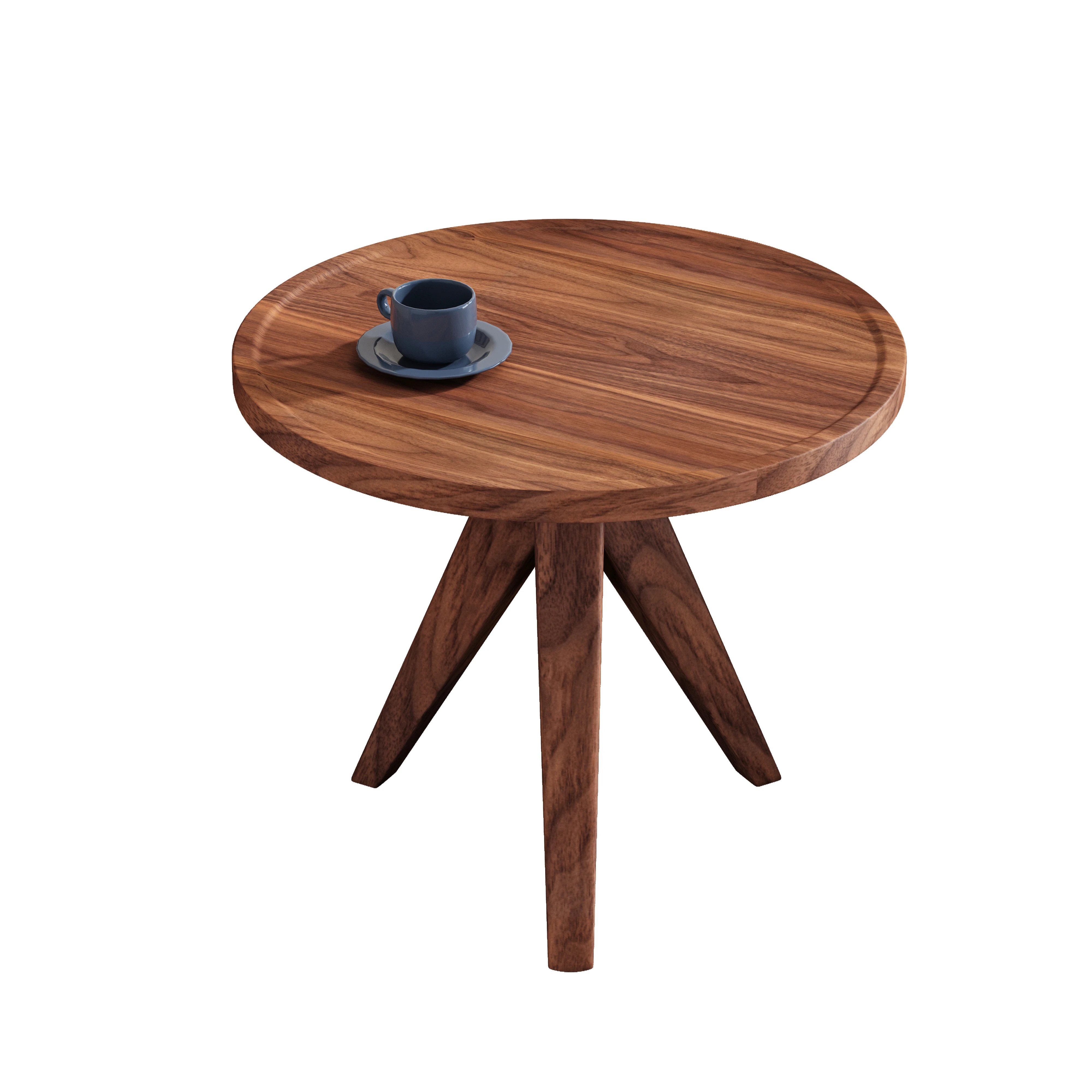 Hot Sales Minimalist Walnut Wood Round Side Table, Sturdy Tripod Legs, Perfect For Living Room Drink & Snack Display