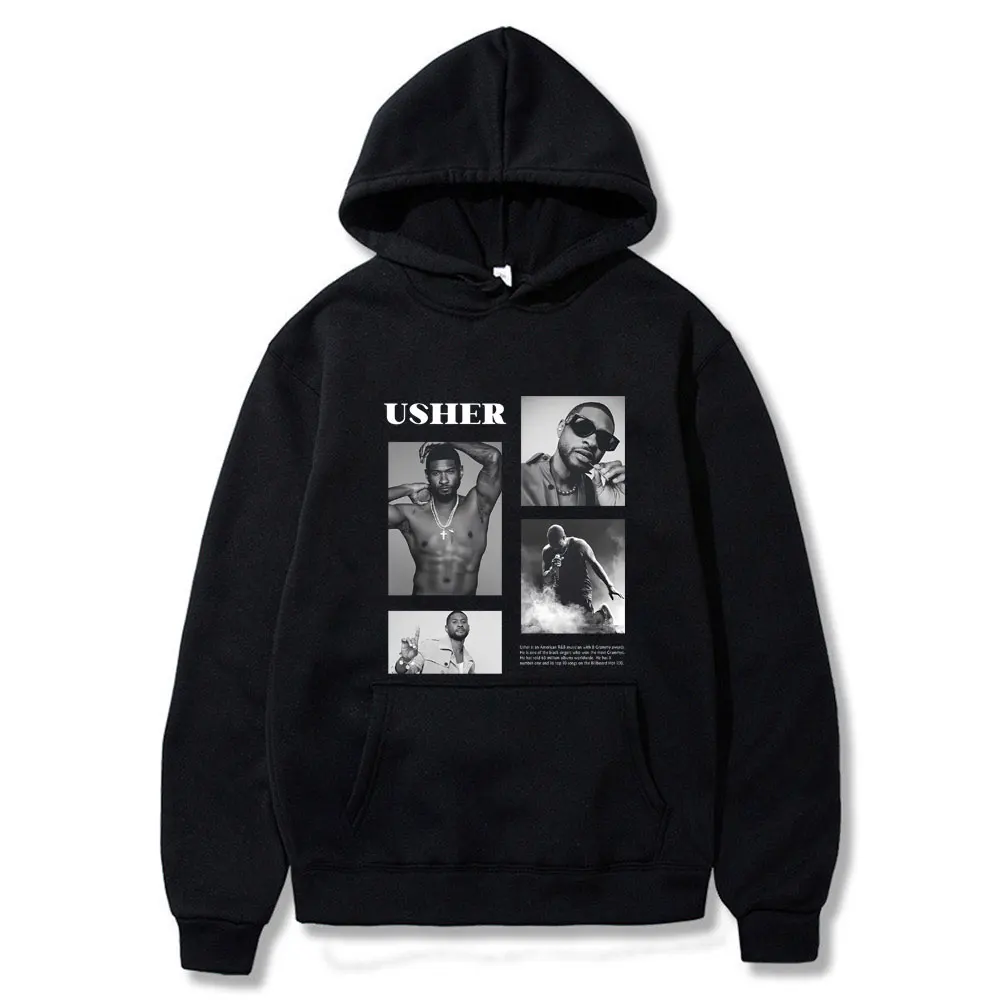 

Rapper Usher Graphic Hoodie Men's Clothing Fashion Streetwear Men Women Hip Hop Oversized Pullover Hoodies Unisex Vintage Hoody